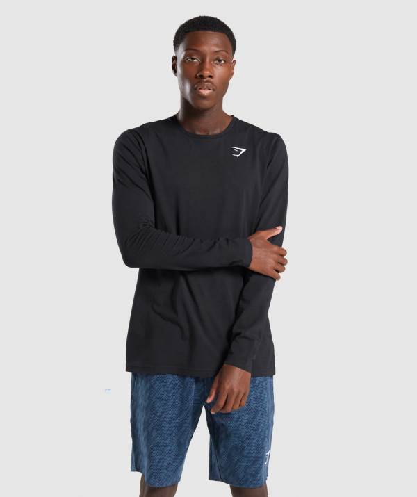 Panske Mikiny Gymshark Critical Long Sleeve Čierne | EN1320456
